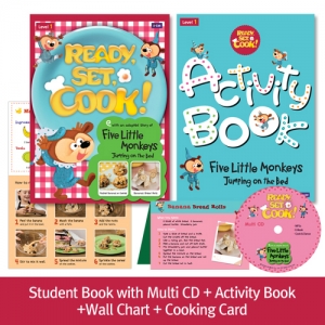 Ready, Set, Cook! 1 Five Little Monkeys Jumping on the Bed Pack SB+CD+AB+Chart+카드 isbn9791155094051